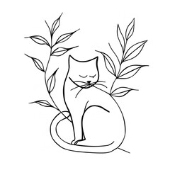 Minimalistic Cat Line Art Vector SVG Coloring