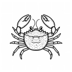 Minimalistic Cute Crab Full Body Line Art Vector
