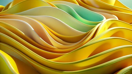 Yellow Wavy Abstract Background with Soft Pastel Colors