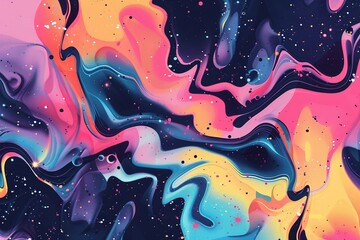 Vibrant abstract psychedelic background with swirling patterns in bold colors, ideal for creative projects, posters, or Y2K inspired designs. Optical illusion.