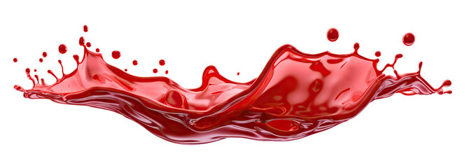 Vibrant and energetic splash of a red liquid similar to red berry jam, juice or punch, cut out