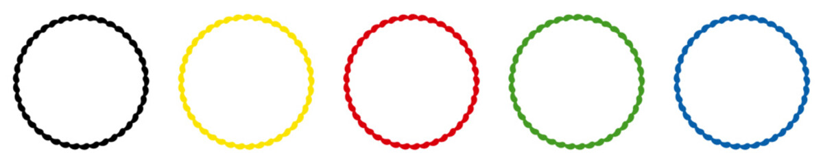 Chain circle frame set. Round border collection isolated on transparent in multi colors. - obrazy, fototapety, plakaty