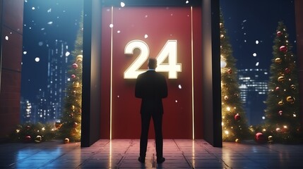 New Year Start Concept: Businessman Taps the 5D






