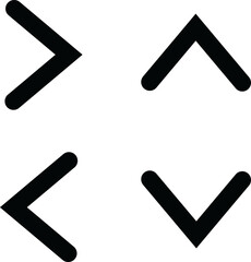 Arrow icon set on Transparent background, Left arrow, right arrow, down arrow, up arrow
