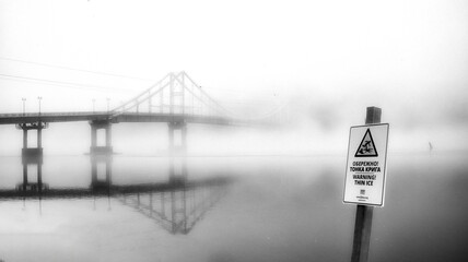 tower bridge in fog