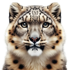 snow leopard isolated on transparent background, png