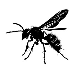 Silhouette wasp animal black color only full body