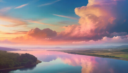 Fototapeta na wymiar twilight sky with smooth pastel clouds, symbolizing serenity and hope