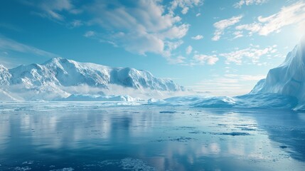 Fototapeta na wymiar Polar landscape in Antarctica with icebergs and ocean