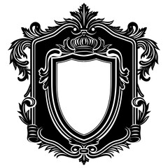 Silhouette vintage sticker label single Vintage frame element black color only