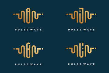 Pulse with letter I, J, K, L design element vector icon concept