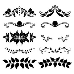 Silhouette vintage sticker label Vintage frames element for wedding invitation black color only