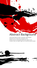 Black red ink brush stroke on white background. Japanese style. Vector illustration grunge stains. Brushes illustration.