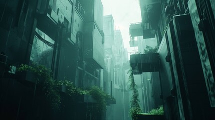 A dystopian city divided by a massive wall, with a stark contrast between the technologically advanced side and the neglected slums. 8k