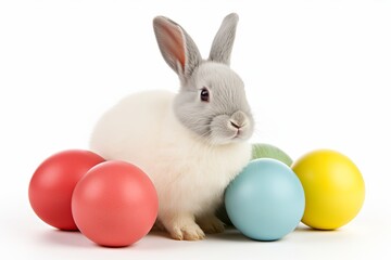 Naklejka na ściany i meble Easter bunny in colorful eggs