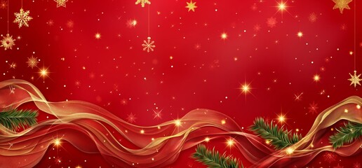 Christmas red background, golden dots and stars  realistic style, organic material, simple, yellow...