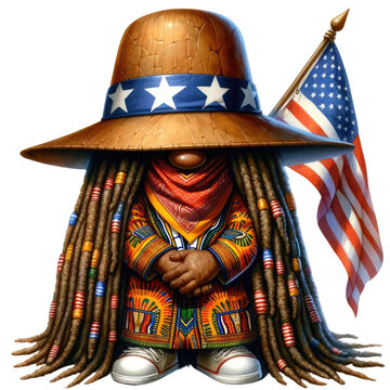 Black History Month and Juneteenth African gnome,
 transparent background
