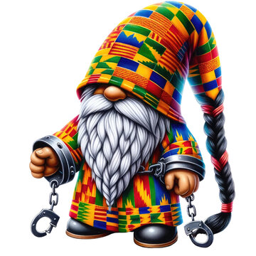 Black History Month and Juneteenth African gnome,
transparent background
