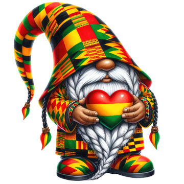 Black History Month and Juneteenth African gnome,
 transparent background