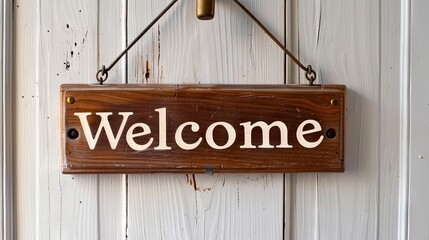 Welcome sign isolated on white, inviting warmth and hospitality.