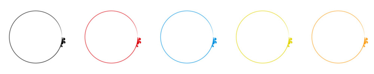 Decorative circle frames vector set. Round line art frame for design template.