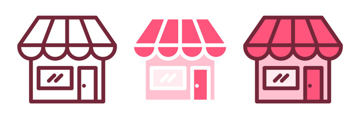 pink shop icon vector. line, symbol