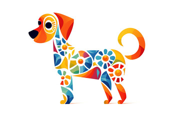 abstract colorful dog on white background. Generative Ai