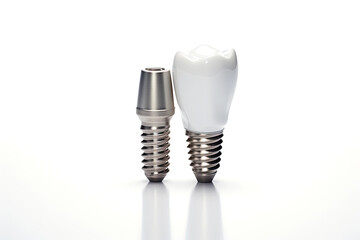 Dental implant on white background. Generative Ai