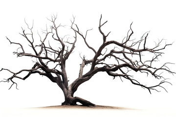Dead tree on white background. Generative Ai
