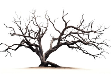 Fototapeta premium Dead tree on white background. Generative Ai