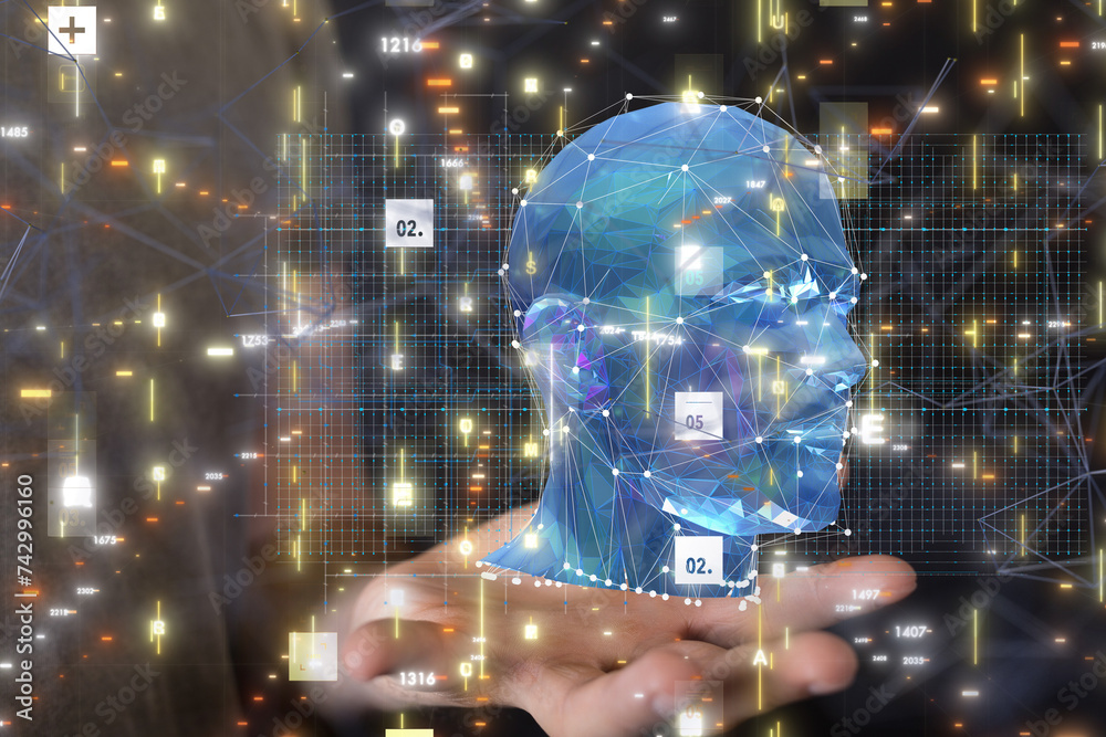 Aufkleber digital medical futuristic interface 3D rendering - neural network exposure digital