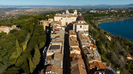 Aerial view of the Papal Palace of Castel Gandolfo. The Apostolic Palace is a complex of buildings...
