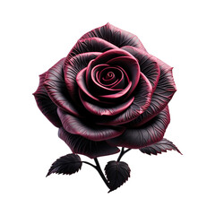 3D Metallic Textured Rose on Transparent Background