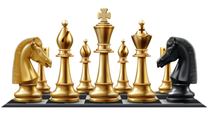 Business chess pieces chessboard concept on a transparent background