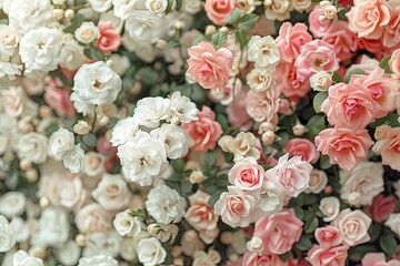 Obraz na płótnie Canvas White and pink roses, background