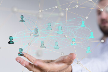 Global network. Blockchain. 3D illustration. Neural networks and artificial intelligence. Abstract