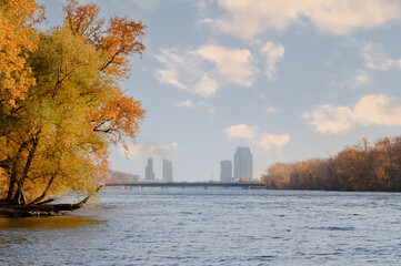 Downtown Grand Rapids and the Grand River in Autumn