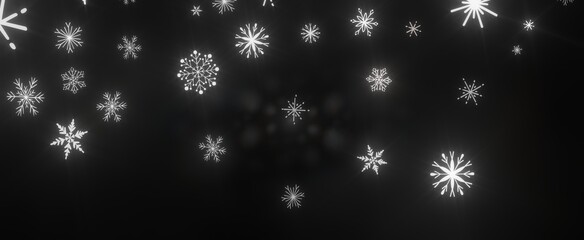 Snowflakes - With Realistic Snowflakes Overlay On Light Silver Backdrop. Xmas Holidays