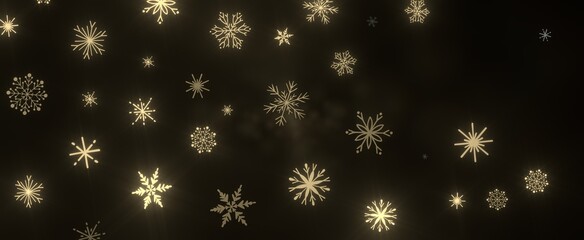 Falling snow at night. Bokeh lights