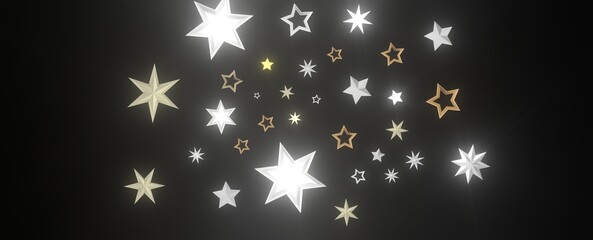 XMAS Stars - Holiday golden decoration, glitter frame isolated -