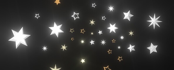 Holiday Stardust Rain: Brilliant 3D Illustration Showcasing Descending Christmas Stars
