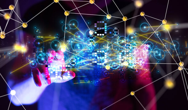 Innovation futuristic digital data binary code background technology