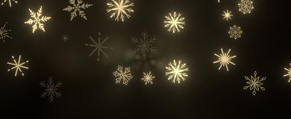 Falling snow at night. Bokeh lights