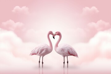 couple flamingo blurred background for cute and love design