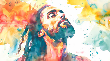 illustration, watercolor, calming image of Jesus Christ