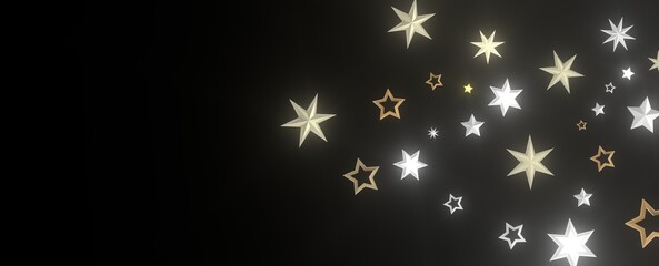 Festive Celestial Cascade: Mesmerizing 3D Illustration of Descending Christmas Stars