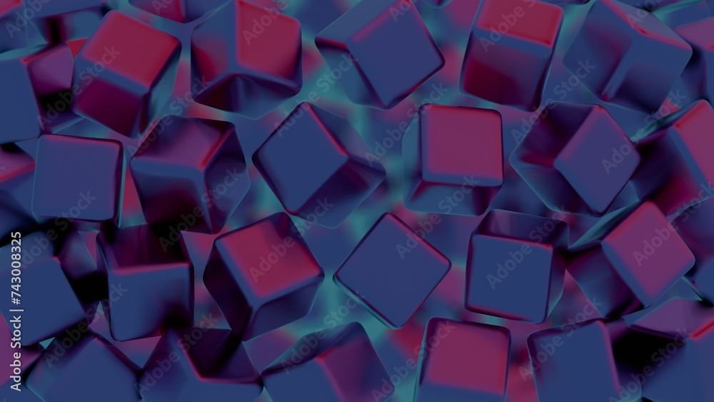 Poster Cubic shapes arranged in a matrix with a 3D twist, forming an abstract and visually intriguing composition.