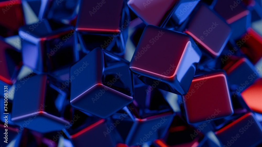 Aufkleber Cubic shapes arranged in a matrix with a 3D twist, forming an abstract and visually intriguing composition.