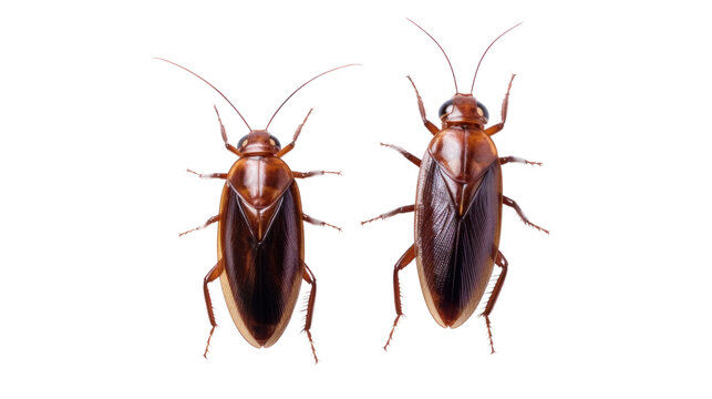 Two cockroaches isolated on transparent and white background.PNG image