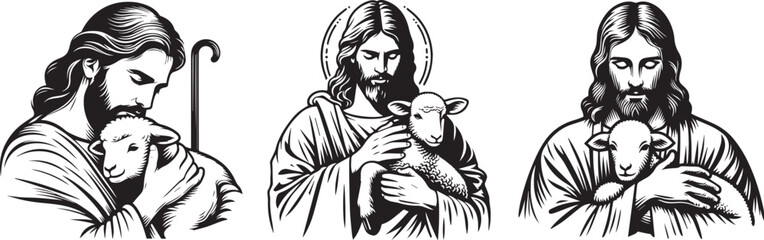 Fototapeta na wymiar Jesus Christ with a sheep